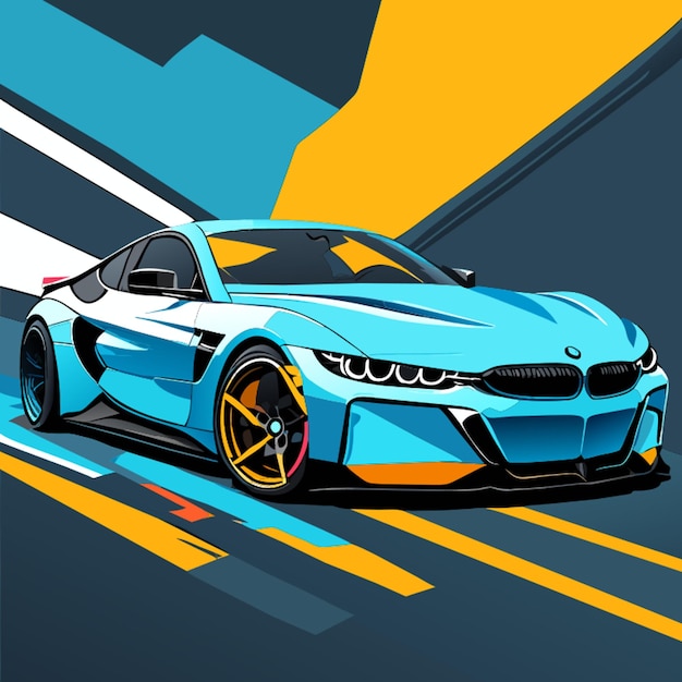 bmw i8 fullbody vector illustration