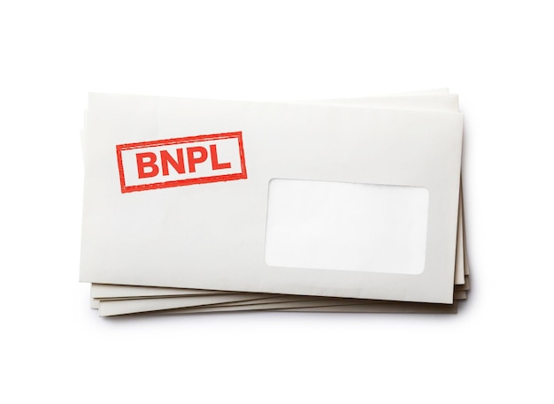 Photo bnpl stamp on paper envelopes