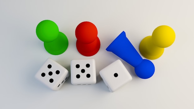 Board game figure with dice.