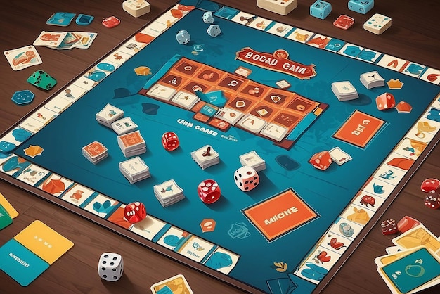 Photo board game illustration mockup