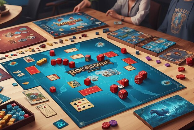 Photo board game illustration mockup