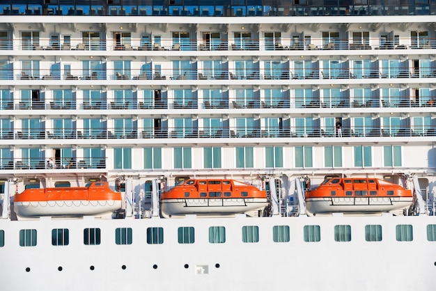 Photo board of luxury cruise ship with many decks