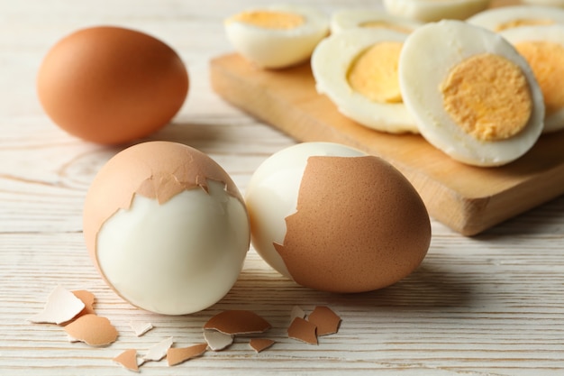 Board with boiled eggs