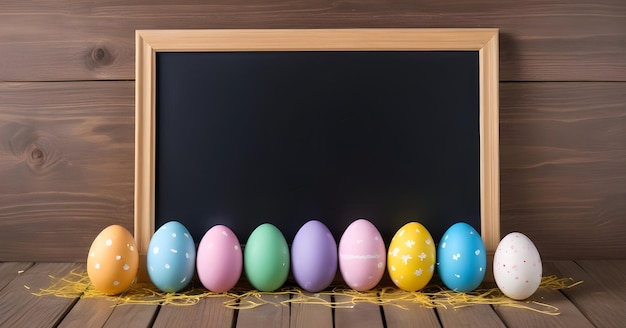 a board with eggs in front of a blackboard with a black background