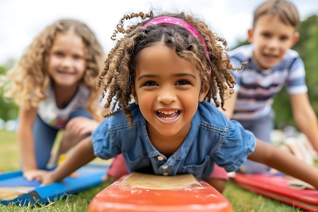 Board with kids in park