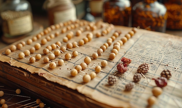 Photo a board with a number of eggs on it with a number of numbers on it