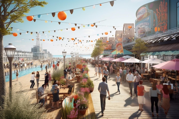 A boardwalk filled with tasty food and festive