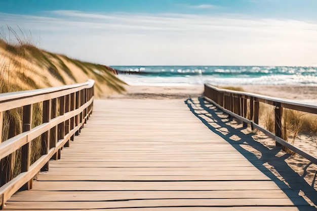 A boardwalk leads to the beach