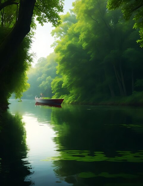 Boat in the beautiful lake Nature image Concept