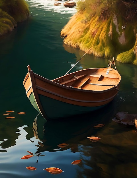 Boat in the beautiful lake Nature image Concept