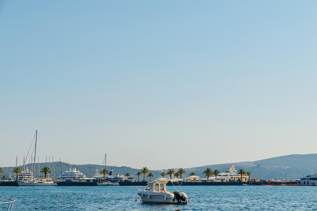 Boat in buy of montenegro port summer time