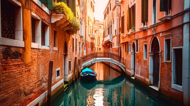 A boat in a canal in venice