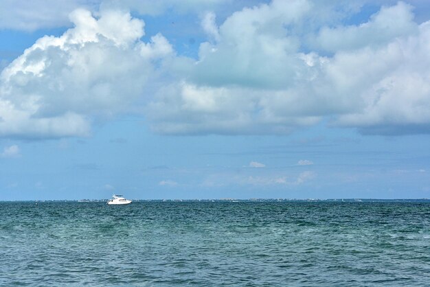 The boat in the Caribbean Sea on a sunny day