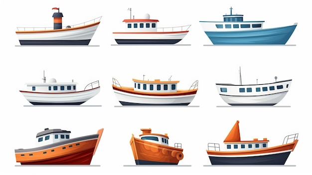 Boat cartoon vector icon illustration transportation object icon concept isolated premium vector