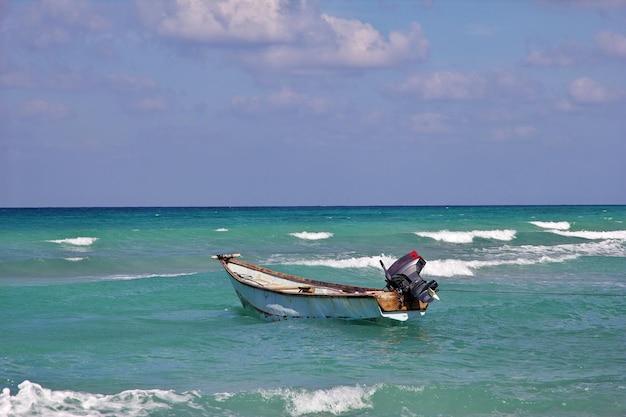 The boat on the coast of Indian ocean Socotra island Yemen