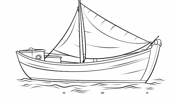 Photo boat coloring page vintage beach boat with luminous shadowing