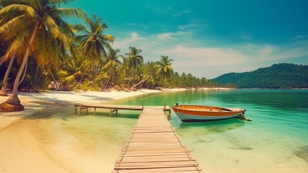 A boat on a dock in the water