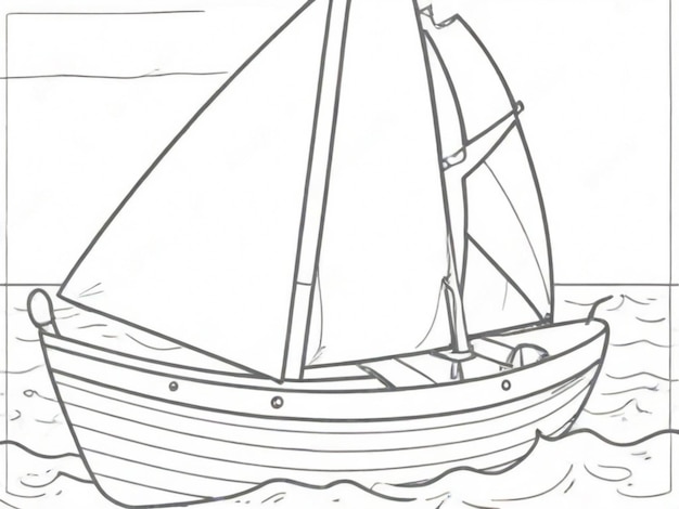 Photo a boat drawing for kids coloring page