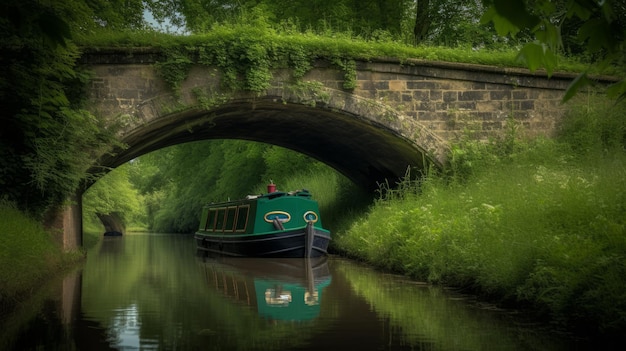 Boat on english countryside canal