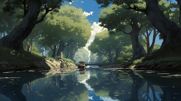 A boat in a forest