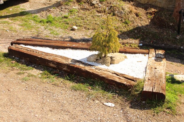 A boat on the ground