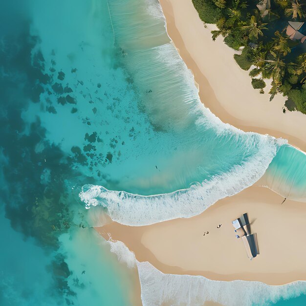 Photo a boat is on the beach and the water is blue