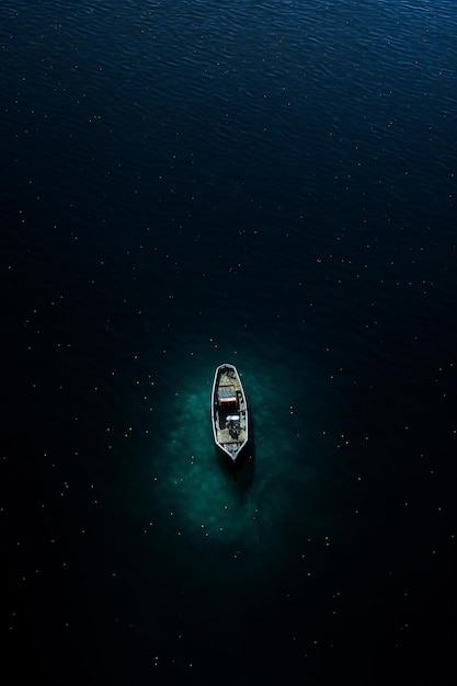 A boat is floating in the water with the words " a boat " on the bottom.