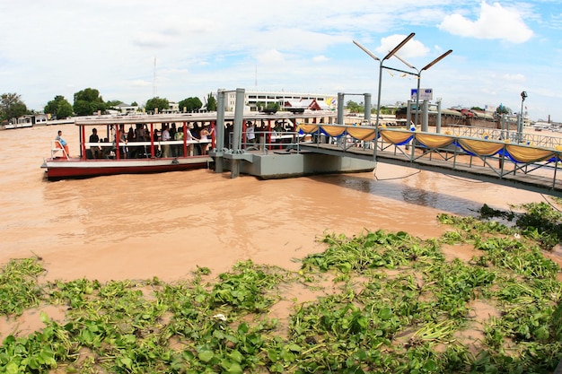 A boat is seen on the river in cambodia.