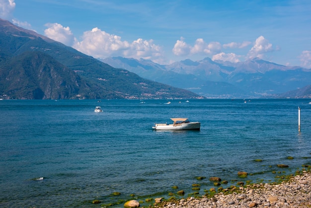 A boat on lake Como Italy in summer famous tourism destination