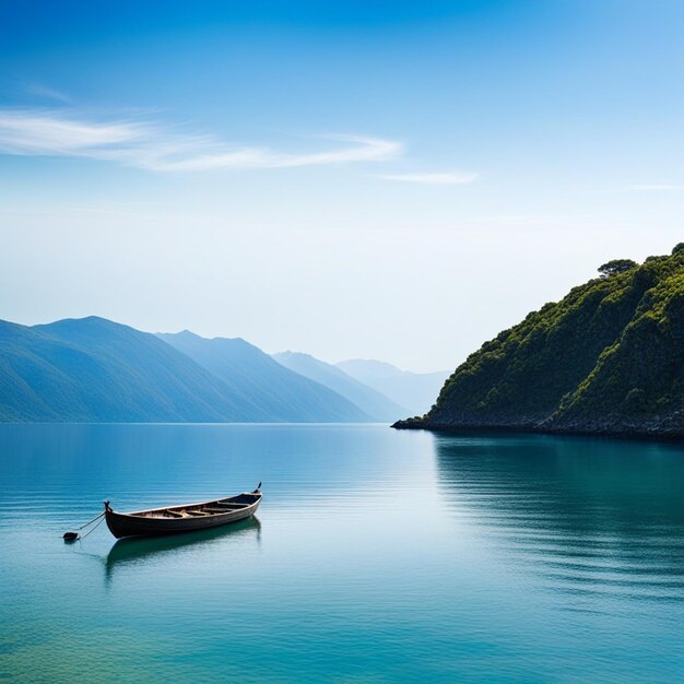 Photo boat on a lake serene scene calm background