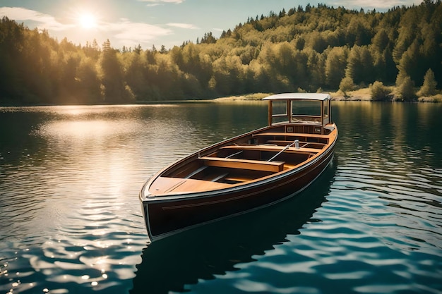 a boat in the lake