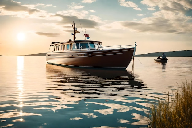 a boat in the lake