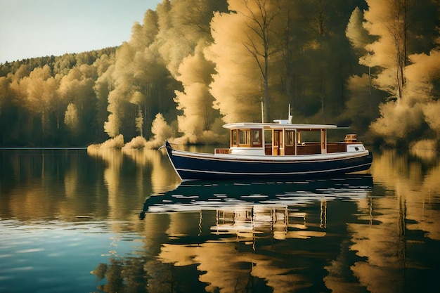 a boat in the lake