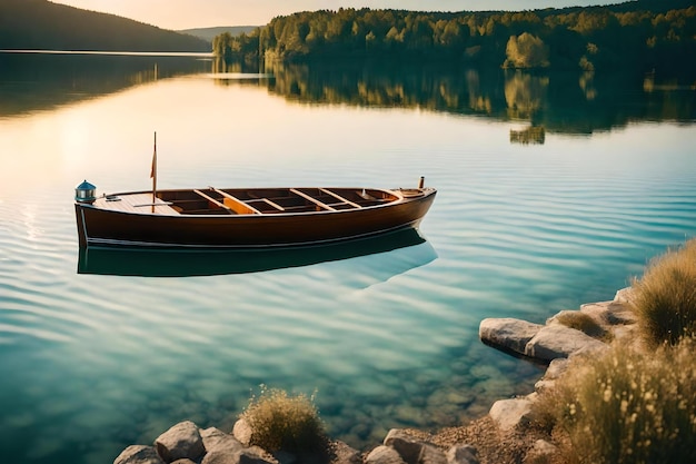 a boat in the lake