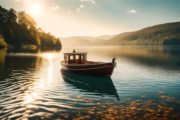 a boat in the lake