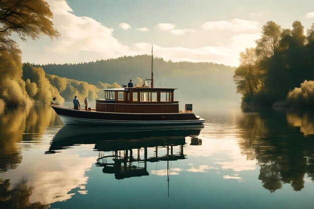 a boat in the lake