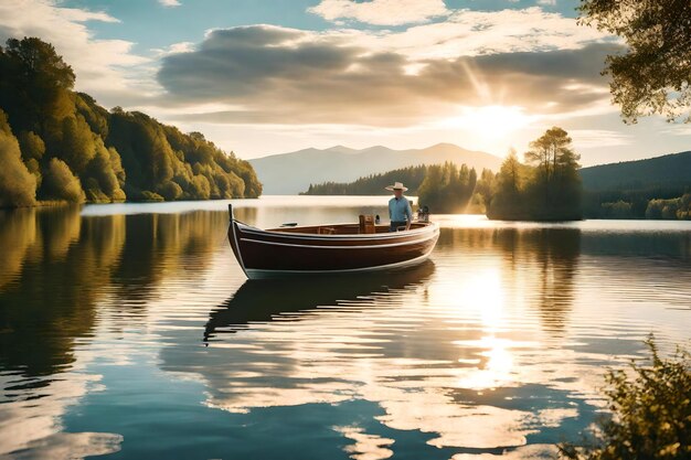 a boat in the lake