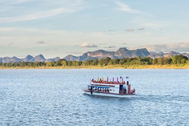 The boat in Mekong river Nakhonphanom Thailand to Lao