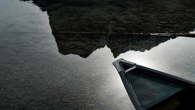 Boat moored in lake