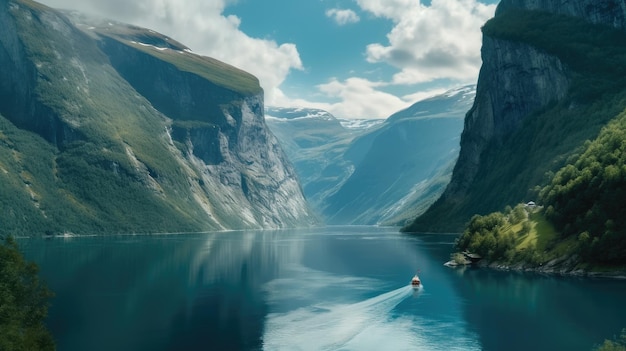 A boat in a mountain valley