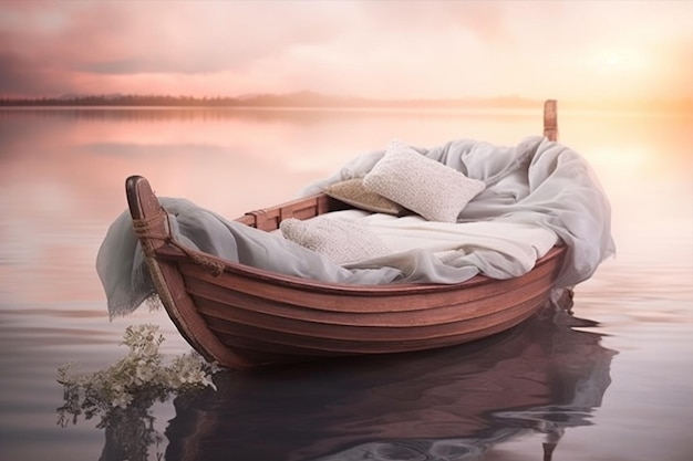 boat prop in water for newborn photography digital backdrop