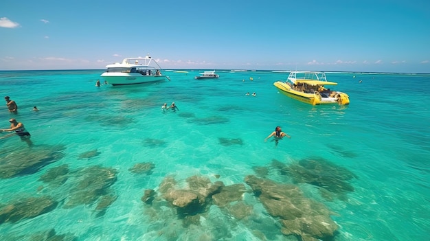 Boat ride and snorkeling expedition with families who are eager to discover the wonders of the underwater world Hop on board as they navigate the waves Generated by AI