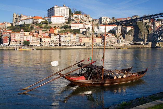 Boat in river Douro in Porto