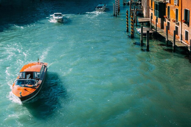 Boat sailing in sea