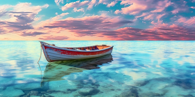 Boat on the sea at sunset