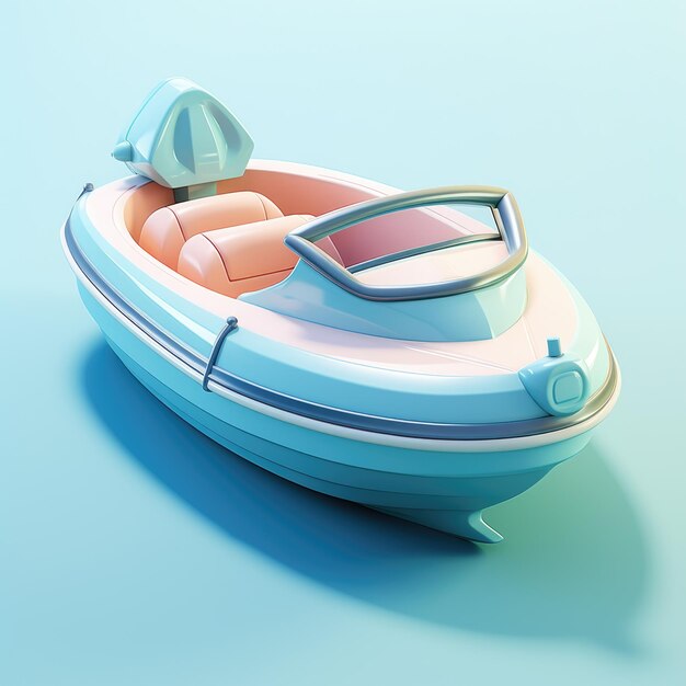 Boat ship in 3d style icon button for internet web interface and website layout preschool education of children on colorful 3d pictures used as the alphabet