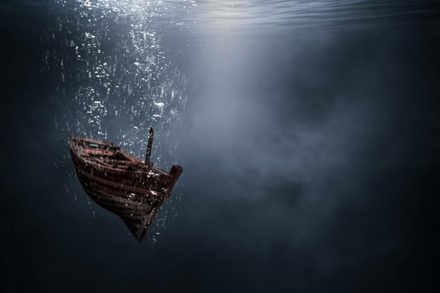 Photo boat sinking in sea