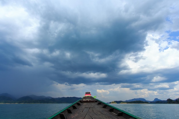 Boat in stormy sea