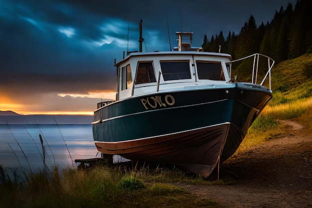 a boat that says koda on the side