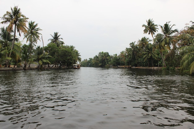 Foto una gita in barca negli stagni del kerala